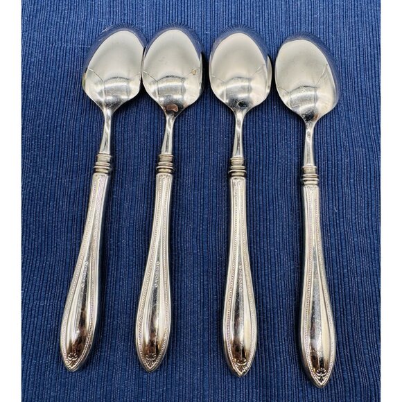 Oneida SHERATON Teaspoon Glossy Cube Mark Stainless Flatware 6.5" Lot of 4 - Picture 4 of 6